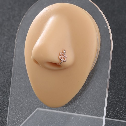 Cross-Border Jewelry Accessory: Copper Inlaid Diamond Snake-Shaped Nose Ring, Butterfly Piercing Nose Jewelry, Wholesale Nose Clip