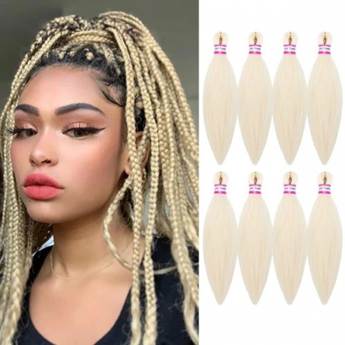 Hannahjanay 12-20 Inch 613# Pre-Stretched Synthetic Braiding Hair, 8 Packs Crochet Extensions