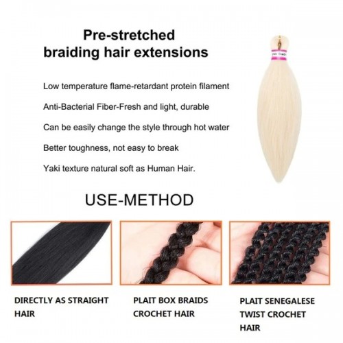 Hannahjanay 12-20 Inch 613# Pre-Stretched Synthetic Braiding Hair, 8 Packs Crochet Extensions