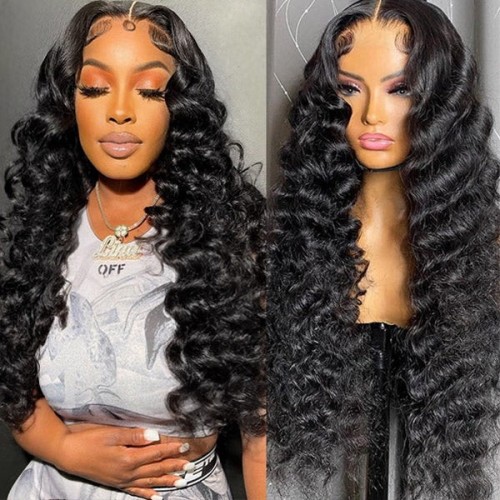 Glueless Loose Deep Wave Wigs 13x4 13x6 HD Transparent Lace Front Human Hair Wigs