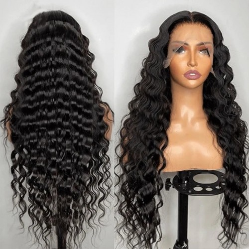 30 Inch Loose Deep Wave 13x4 HD Lace Front Human Hair Wig, Pre-Plucked