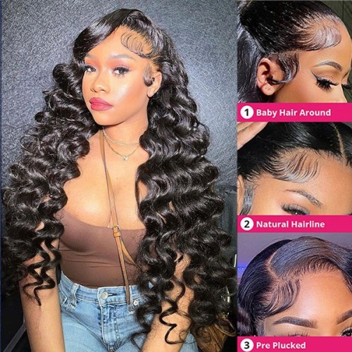 30 Inch Loose Deep Wave 13x6 HD Lace Front Human Hair Wig for Women