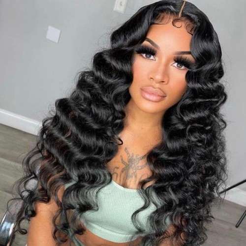 13x4 HD Upgrade Loose Deep Wave Glueless Human Hair Lace Front Wig, Pre-Customized PPB