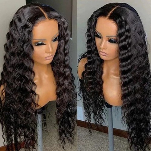 30 Inch Loose Deep Wave 13x6 Lace Front Human Hair Wig for Black Women, Lace Frontal