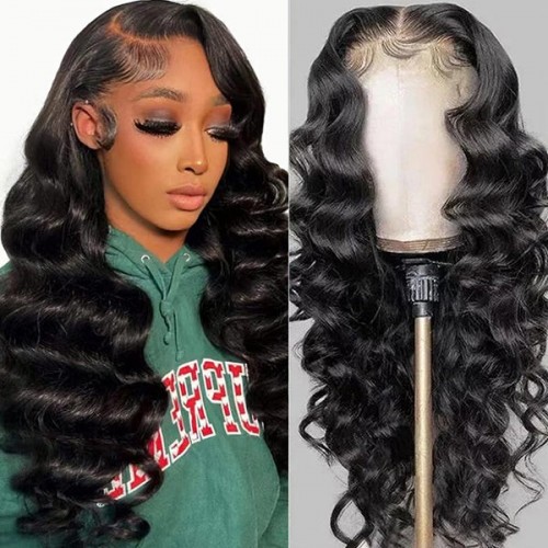 13x4 Undetectable HD Lace Front Loose Deep Wave Glueless Human Hair Wig