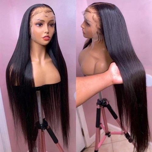 Curlyme Pre-Plucked Glueless Wigs 13x4 HD Lace Front Wigs 250 Density Straight Human Hair Wigs
