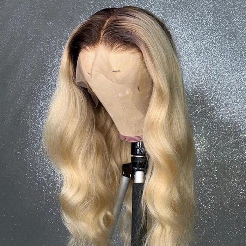 Ombre Blonde Lace Front Wig Straight And Body Wave Human Hair Wig