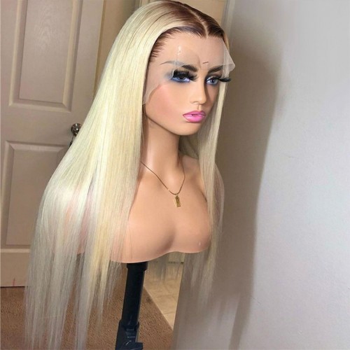 Elevate your style with this ombre blonde lace front wig, crafted from straight and body wave human hair for an elegant look