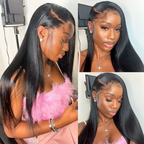 Elevate your style with these 13x6 glueless straight lace front wigs They feature 13x4 HD lace fronts for a natural look