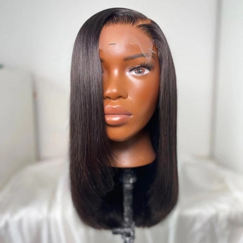 Achieve a stylish layered cut straight BOB look with Mismarialee's 5x5 skinlike real HD lace closure wig