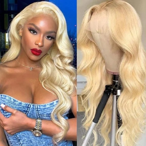 Barbie Colored 13x6 HD Lace Front Wig with Transparent Pre-Plucked Body in 613 Blonde, Ideal for Black Women