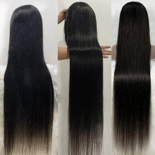 SoosHair Super Long 40 inch Straight human Hair Glueless Lace Frontal Wigbody Wave 13x4 Lace Front Wig Preplucked Baby Hair for Women