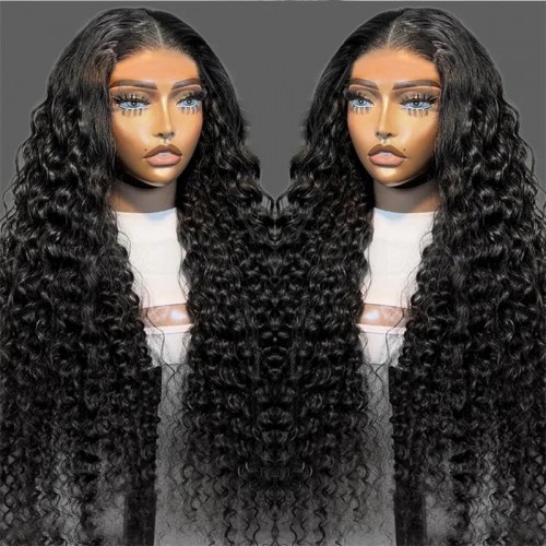 SoosHair Glueless and Breathable Deep Wave Human Hair Wig - 4x4/5x5/13x4 Pre-Cut Lace Front Wig, Pre-Plucked and Ready-to-Wear for Women