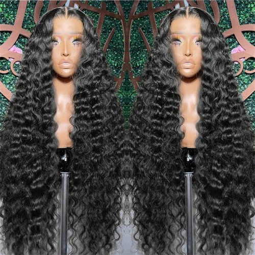 SoosHair Glueless and Breathable Deep Wave Human Hair Wig - 4x4/5x5/13x4 Pre-Cut Lace Front Wig, Pre-Plucked and Ready-to-Wear for Women