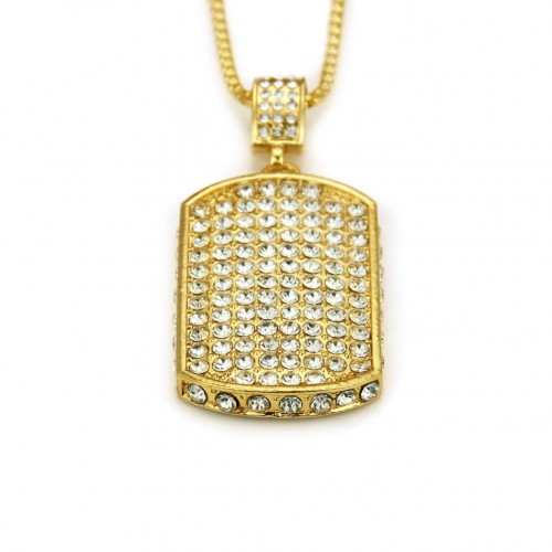 Foreign Trade Necklace Amazon AliExpress eBay Best-Selling Hip-hop HIPHOP Full Diamond Dog Tag Pendant Necklace Accessories