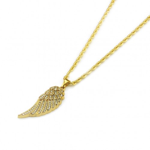 European and American New Angel Wing Inlaid Diamond Pendant Long Necklace Men and Women's Personalized Fashion Pendant