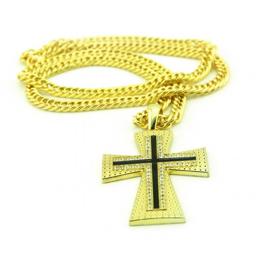 European and American Fashion Jewelry Hip-Hop Rap Cross Necklace Nightclub Street Dance Cross Neck Pendant