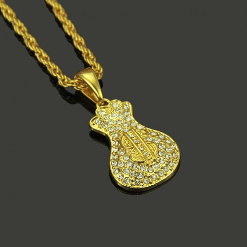 AliExpress European and American Trendy Brand Sweater Twist Necklace Jewelry Alloy Inlaid Diamond Dollar Hip-Hop HIPHOP Necklace Pendant