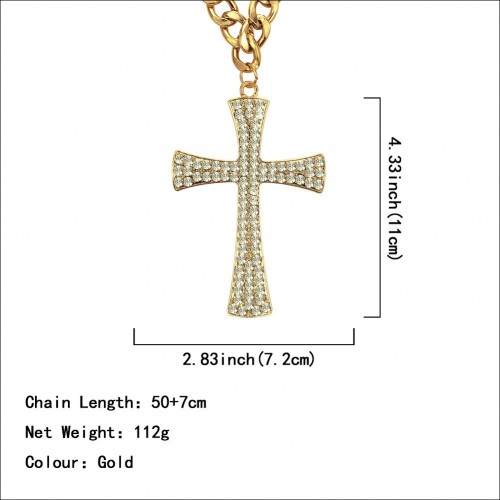 Wholesale Hip-Hop Rhinestone Cross Pendant Necklace - European-American Jewelry Manufacturer