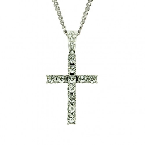 New Men's Hip-Hop Rhinestone Cross Pendant Necklace - Direct from the European-American Fashion Jewelry Manufacturer