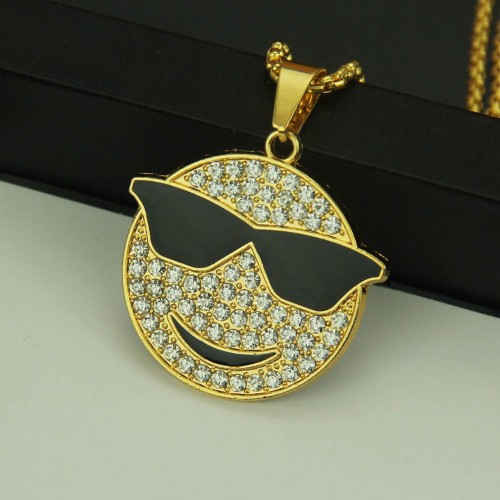 Top-Selling European-American Hip-Hop Jewelry: Rhinestone Glasses Pendant Necklace - In-Stock from the Manufacturer