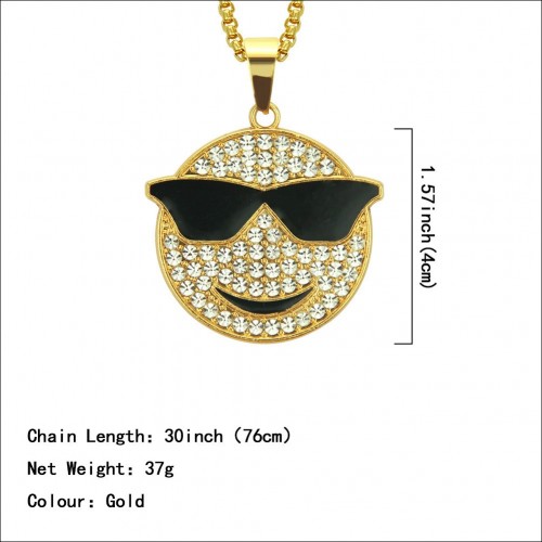 Top-Selling European-American Hip-Hop Jewelry: Rhinestone Glasses Pendant Necklace - In-Stock from the Manufacturer