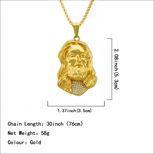 Gold Plated Hip-Hop Portrait Pendant Necklace - Stylish Men's Accessory with 18k Gold Plating