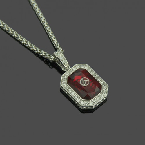 New Foreign Trade Men's Pendant Necklace: European and American Hip-Hop Stainless Steel Rhinestone Necklace, Popular on Taobao