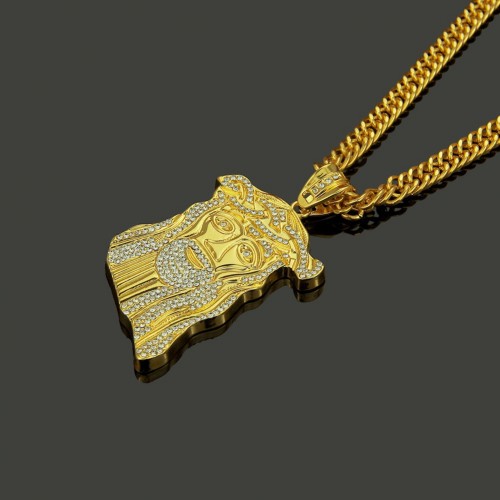 Alloy Rhinestone Hip-Hop Pendant Necklace: European and American Streetwear Jewelry, Factory Direct Sales
