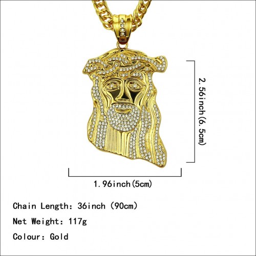 Alloy Rhinestone Hip-Hop Pendant Necklace: European and American Streetwear Jewelry, Factory Direct Sales