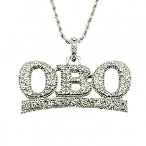 European and American Trendy Men's Necklace: Rhinestone OBO Letter Pendant, HIPHOP Streetwear Accessory, Factory Stock