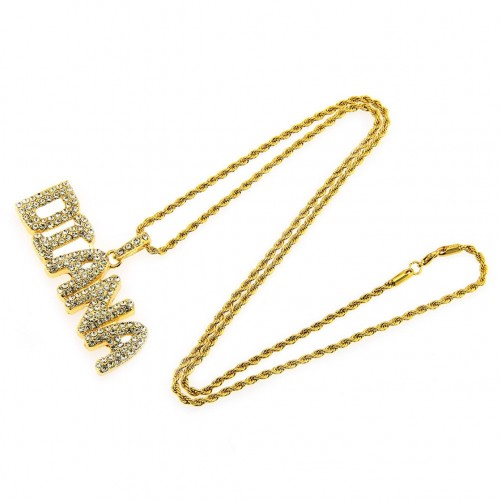European and American Hip-Hop Rap Jewelry Necklace: Rhinestone Personalized Letter Elements Pendant for Men's Clothing, Fashion Accessory
