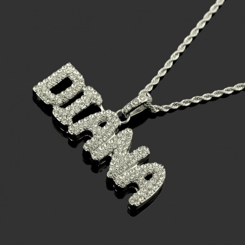 European and American Hip-Hop Rap Jewelry Necklace: Rhinestone Personalized Letter Elements Pendant for Men's Clothing, Fashion Accessory