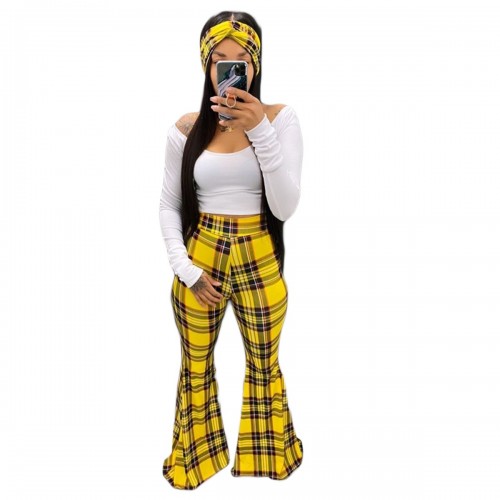 YY5167 European and American Women's Three-Piece Set (Including T-Shirt, Flared Pants, Headscarf), Independent Station Hot INS Summer and Autumn