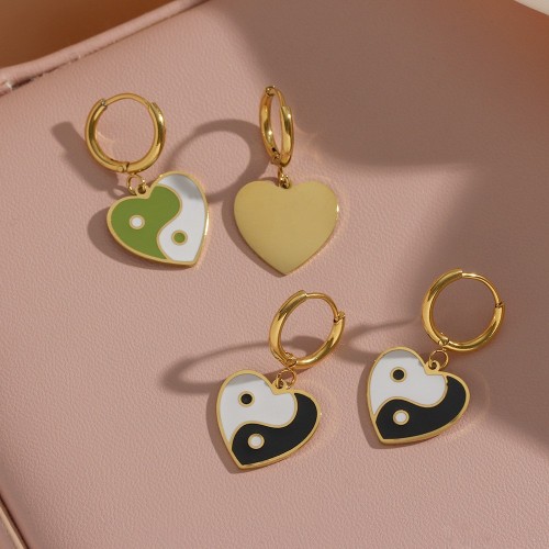2024 Ins Style Summer Cross-Border Ear Microphone Peach Heart Eight-Trigram Dripping Earrings Fashion Jewelry Wholesale