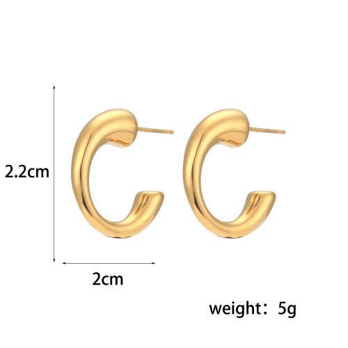 2024 Cross-Border Elegant European and American Fashion Earrings for Women, Niche Light Luxury Thick on Both Ends and Thin in the Middle Metal Hoop Earrings