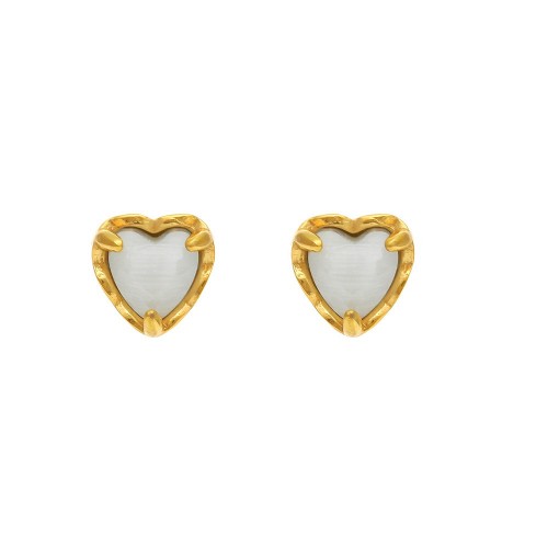 European and American Fashionable Fresh and Simple Versatile Earrings for Women, Niche Light Luxury Stainless Steel 18K Gold-Plated Heart-Shaped Zircon Ear Studs