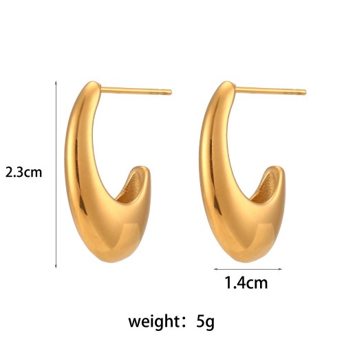 European and American INS Popular Stylish Cross-Border Ear Studs: Stainless Steel Hook-Shaped Smooth Hollow Ear Clips