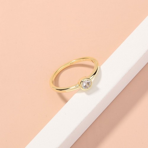 Gold One-Size-Fits-All Ring: Simple, Versatile, and Exquisite Zircon Ring for Women - Fresh Accessories