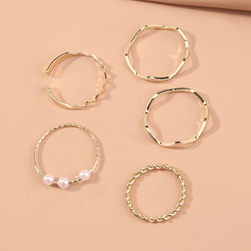 European and American Irregular Ring Set: Adjustable Heart-Shaped and Wave Pattern Rings with Simple and Unique Designs for Women