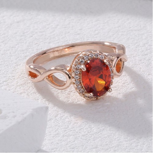 European and American Cross-Border Bestselling Jewelry: Rose Gold Hand-Inlaid Zircon Oval Design, Exuding Graceful High-End Womens Ring