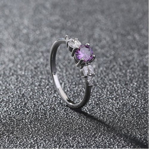 European and American Cross-Border Fashion Jewelry: Micro-Inlaid Purple Zircon Ring, High-End and Versatile Luxury Womens Ring