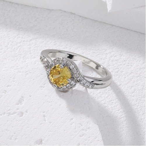 European and American Hot-Selling Cross-Border Jewelry: Micro-Inlaid Circular Gemstone Design, Luxurious Wedding Ring for Women