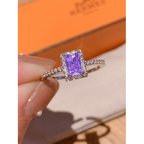 European and American Fashion Cross-Border Jewelry: Rectangular Adjustable Gemstone Ring, Exuding High-Quality Grace for Women