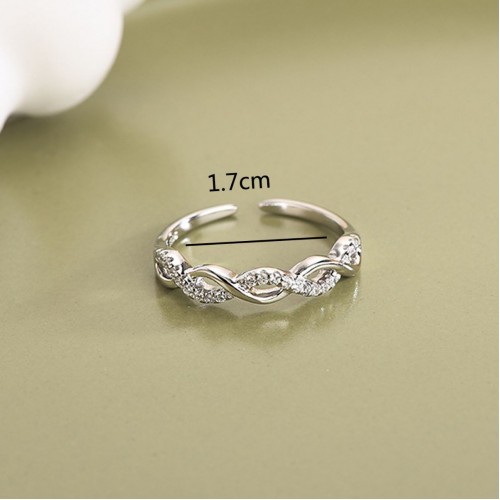 European and American Cross-Border New Fashion Jewelry: Micro-Inlaid Twisted Design, Adjustable Ring for Women with a Simple and High-End Look