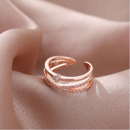 AliExpress Bestselling Accessories: Simple Minimalist Style, Open Micro-Inlaid Zircon Leaf Ring, Womens Finger Ring