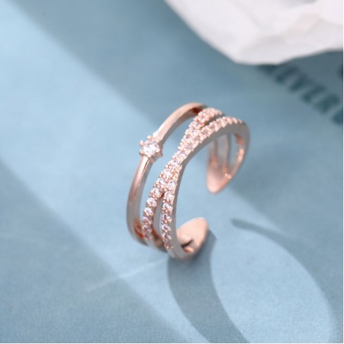 AliExpress Bestselling Accessories: Simple Minimalist Style, Open Micro-Inlaid Zircon Leaf Ring, Womens Finger Ring