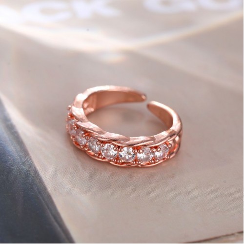Hot-Selling European and American Cross-Border Jewelry: Fashionable, Minimalist, and Luxurious Zircon Chain Copper Ring with Adjustable Opening