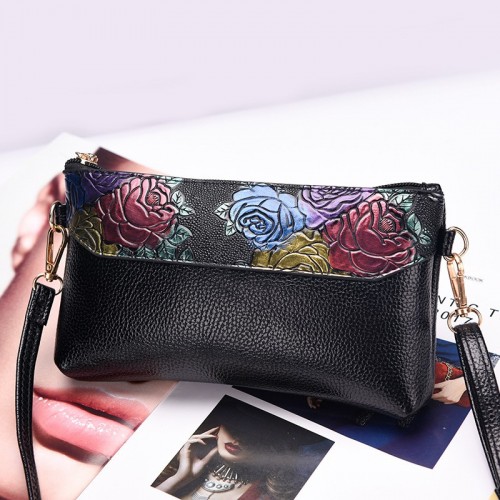 2023 New Summer Fashion Bag - Simple Middle-Aged and Elderly Moms Handheld Coin Purse with Floral Pattern, Small Square Bag