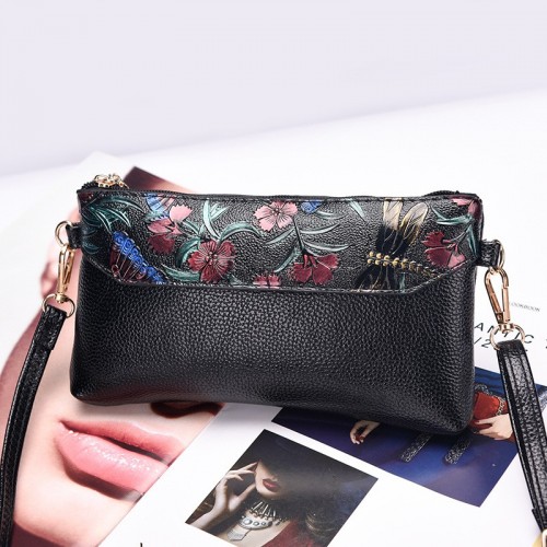 2023 New Summer Fashion Bag - Simple Middle-Aged and Elderly Moms Handheld Coin Purse with Floral Pattern, Small Square Bag